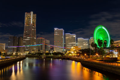 Illuminated city at night