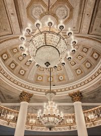 Low angle view of chandelier