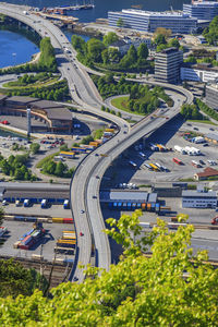 Highway roads with traffic in bergen, norway