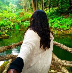 Rear view of a woman