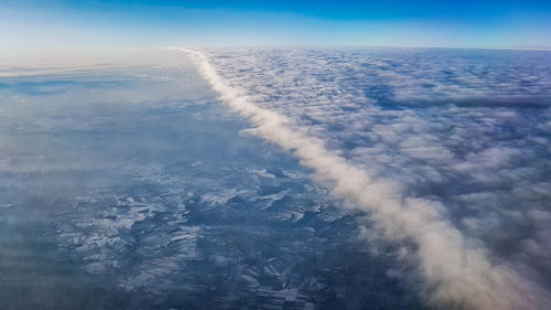 Aerial view of vapor trails in sky