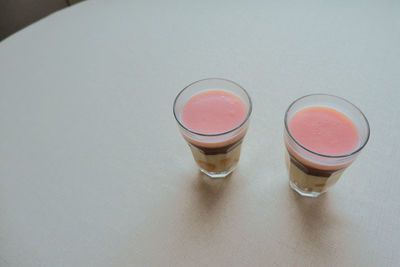 High angle view of beer glass on table