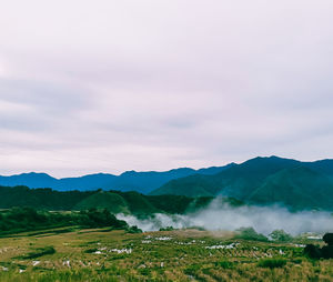 Kalinga buscalan village, baguio city philippines morning view with a few fog