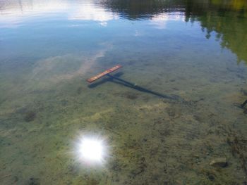 High angle view of boat in lake