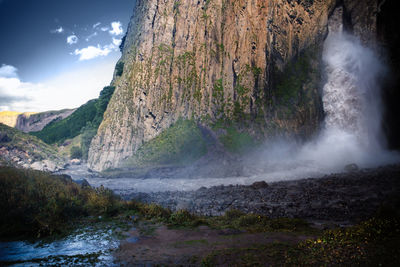 Scenic view of waterfall