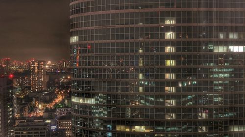 Illuminated buildings at night