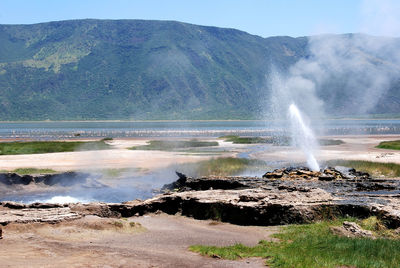 Scenic view of waterfall