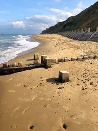 Scenic view of beach against sky