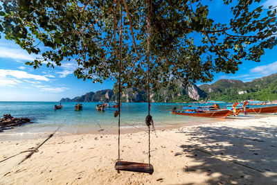 Scenic view of beach against sky