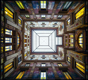 Directly below shot of skylight in building