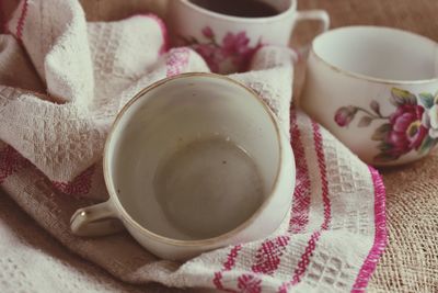 Close-up of coffee cup on table