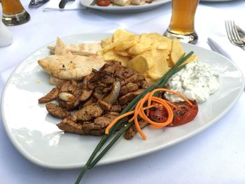 Close-up of food in plate on table