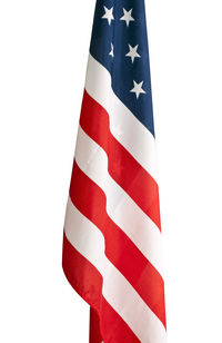 Low angle view of flag against white background