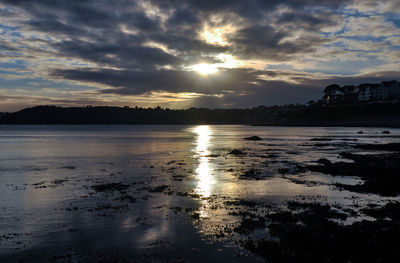 Scenic view of sea against cloudy sky