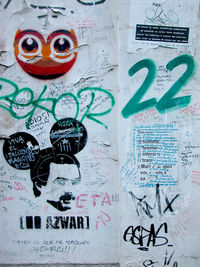 Close-up of graffiti on wall