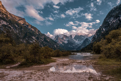 Scenic view of mountains against sky