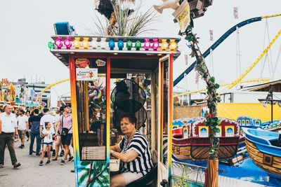 Group of people at amusement park