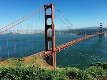 Suspension bridge over sea