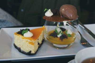 Close-up of served food in plate