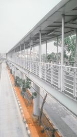 Bridge over road against sky in city