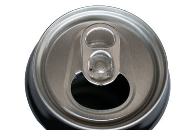 High angle view of drink against white background