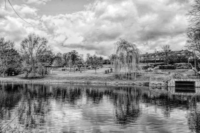 View of lake against cloudy sky