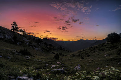 Scenic view of landscape against sky during sunset