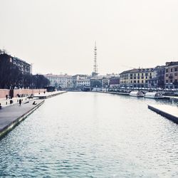 View of buildings against clear sky