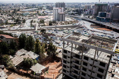 High angle view of cityscape in city