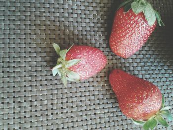 Directly above shot of strawberries on table