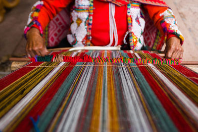 Close-up of multi colored umbrellas