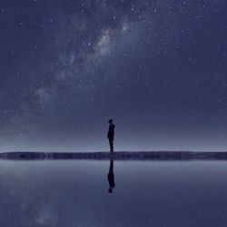 Silhouette of people at night