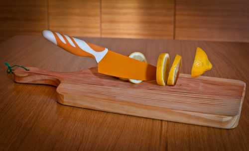 High angle view of breakfast on table