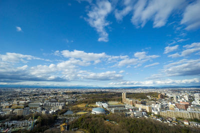 High angle view of townscape against sky