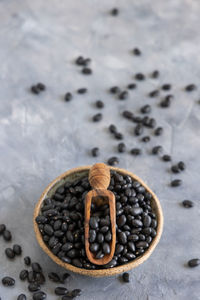 High angle view of coffee beans on table