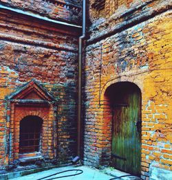 Closed door of old building