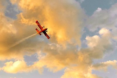 Low angle view of airplane flying in sky