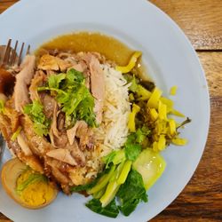 High angle view of meal served in plate