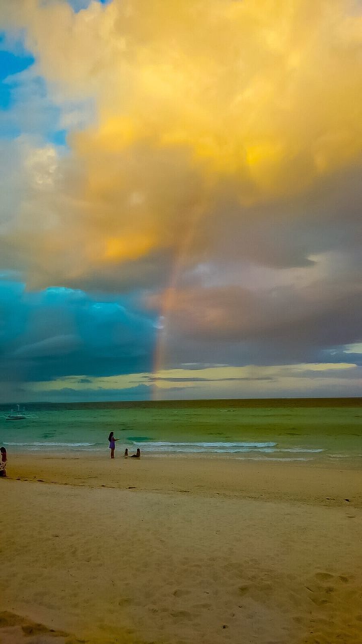 PANORAMIC VIEW OF BEACH AGAINST SKY DURING SUNSET