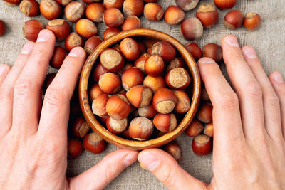 Cropped hand of woman holding chestnuts