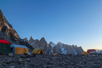 Camping tents at concordia camp, broadpeak mountain, k2 base camp, pakistan