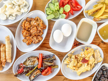 High angle view of food on table