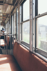 Close-up of train window