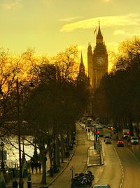 Silhouette of city during sunset