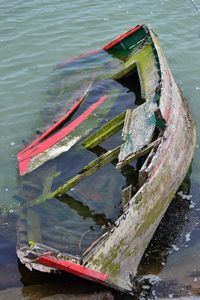 Boat moored in lake