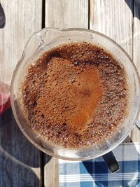 High angle view of coffee on table