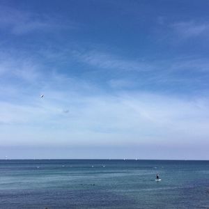 Scenic view of sea against blue sky