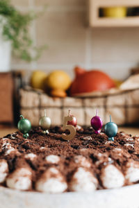 Close-up of cake on table