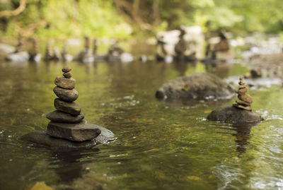 Stack of rocks in water