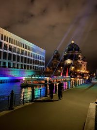 Illuminated buildings at night